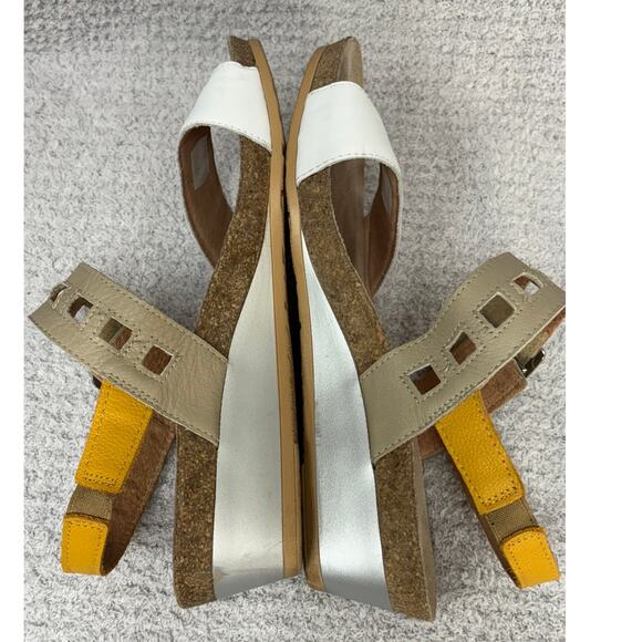 Naot Women's White Tan Leather Wedge Heel Sandals Size 10 AS IS #59861 - Picture 4 of 8